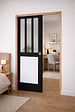 GD MENUISERIES - Porte Coulissante Atelier noir, blanc Vitrée H204 x L73 cm, Galandage, kit de finition - vignette