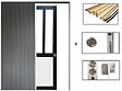 GD MENUISERIES - Porte Coulissante Atelier noir, blanc Vitrée H204 x L73 cm, Galandage, kit de finition - vignette