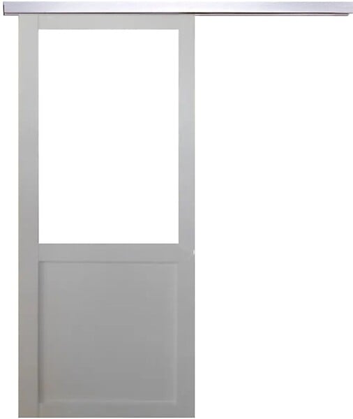 GD MENUISERIES - Porte Coulissante Atelier Blanc H204 x L83 cm sans meneau, Rail Alu - large