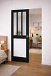 GD MENUISERIES - Porte Coulissante Atelier noir, panneau blanc Vitrée H204 x L73 cm, Galandage - vignette