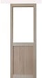 GD MENUISERIES - Porte Coulissante Atelier placage chene Vitrée H204 x L73 cm, Rail Alu bandeau blanc - vignette