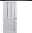 GD MENUISERIES - Porte Coulissante Atelier 2 panneaux blanc H204 x L83 cm, Rail Alu bandeau noir, Coquilles Noir - vignette