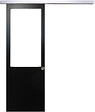 GD MENUISERIES - Porte Coulissante Atelier Noir H204 x L93 cm sans meneau, Rail Alu, Coquilles - vignette