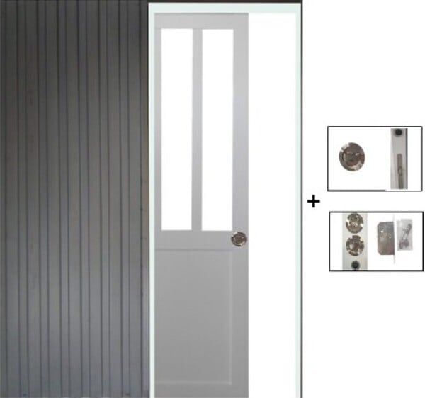 GD MENUISERIES - Porte Coulissante Atelier Blanc H204 x L83 cm, Galandage - large