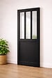GD MENUISERIES - Porte Coulissante Atelier Noir H204 x L93 cm, Coquilles Noir - vignette