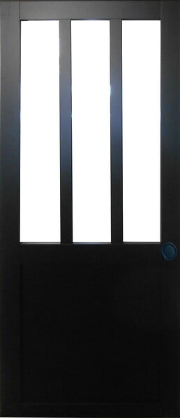 GD MENUISERIES - Porte Coulissante Atelier Noir H204 x L93 cm, Coquilles Noir - large