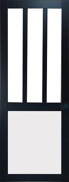 GD MENUISERIES - Porte Coulissante Atelier noir, blanc Vitrée H204 x L73 cm, Coquilles Noir - large