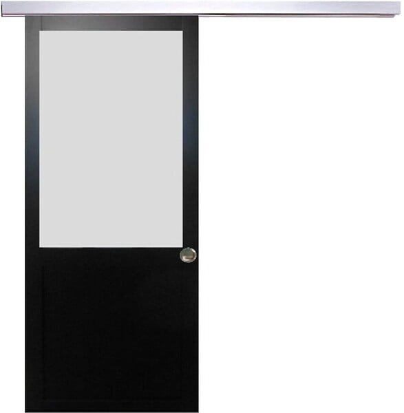 GD MENUISERIES - Porte Coulissante Athena Noir H204 x L83 cm, Rail Alu, Coquilles - large