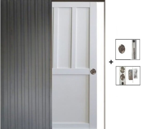 GD MENUISERIES - Porte Coulissante Atelier blanc 2 panneaux H204 x L83 cm, Galandage - large