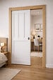 GD MENUISERIES - Porte Coulissante Atelier blanc 2 panneaux H204 x L83 cm, Galandage, kit de finition - vignette