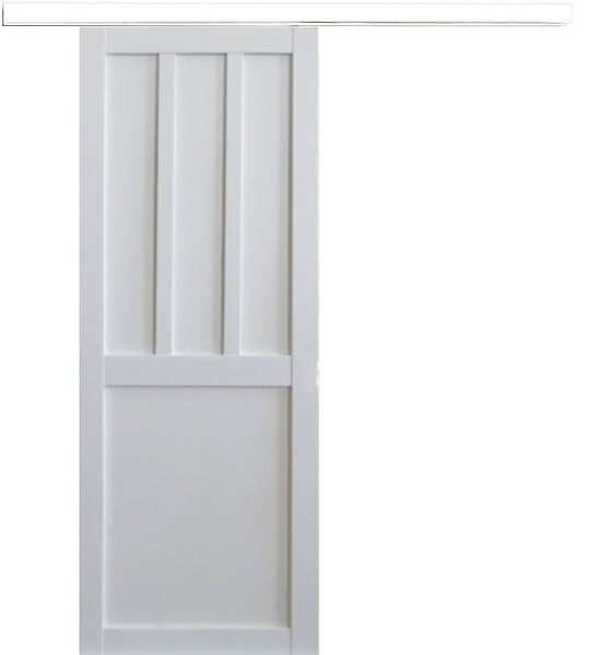 GD MENUISERIES - Porte Coulissante Atelier 2 panneaux blanc H204 x L83 cm Rail alu Bandeau Blanc - large