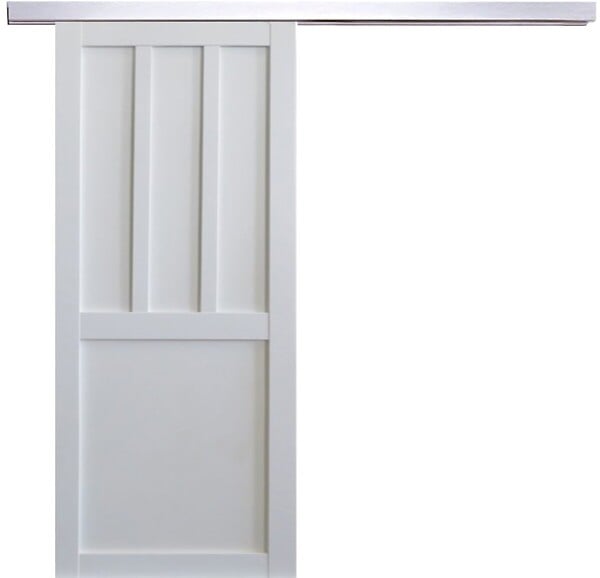 GD MENUISERIES - Porte Coulissante Atelier 2 Panneaux Blanc H204 x L83 cm, Rail Alu - large