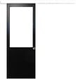 GD MENUISERIES - Porte Coulissante Atelier Noir sans meneau H204 x L93 cm, Rail Alu Bandeau blanc, Coquilles - vignette