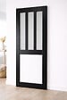 GD MENUISERIES - Porte Coulissante Atelier noir, panneau blanc Vitrée H204 x L73 cm - vignette