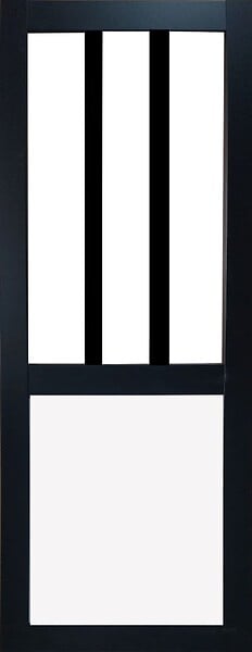 GD MENUISERIES - Porte Coulissante Atelier noir, panneau blanc Vitrée H204 x L73 cm - large