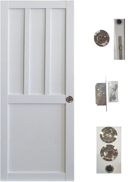 GD MENUISERIES - Porte Coulissante Atelier 2 Panneaux Blanc H204 x L73 cm, serrure condamnation - large