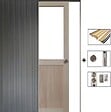 GD MENUISERIES - Porte Coulissante Atelier placage chene Vitrée H204 x L83 cm, Galandage, kit finition - vignette