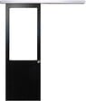 GD MENUISERIES - Porte Coulissante Atelier Noir H204 x L73 cm sans meneau, Rail Alu, Coquilles - vignette
