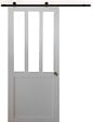 GD MENUISERIES - Porte Coulissante Atelier blanc H204 x L73 cm, Rail roulettes, Coquilles - vignette