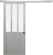 GD MENUISERIES - Porte Coulissante Atelier Blanc vitre depoli H204 x L83 cm, Rail Alu, Coquilles - vignette