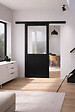 GD MENUISERIES - Porte Coulissante Atelier Noir Vitrée H204 x L83 cm sans meneau, Rail alu Bandeau Noir - vignette