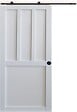 GD MENUISERIES - Porte Coulissante Atelier 2 panneaux blanc H204 x L83 cm, Rail roulettes, Coquilles Noir - vignette