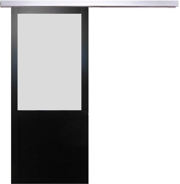 GD MENUISERIES - Porte Coulissante Athena Noir Vitrée H204 x L83 cm, Rail Alu - large
