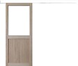 GD MENUISERIES - Porte Coulissante Atelier placage chene Vitrée H204 x L83 cm, Rail Alu bandeau blanc - vignette
