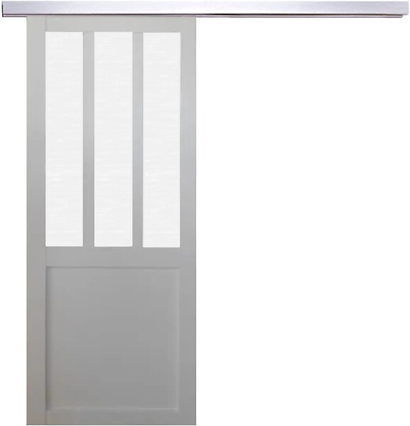 GD MENUISERIES - Porte Coulissante Atelier Blanc vitre depoli H204 x L73 cm, Rail Alu - large