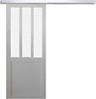 GD MENUISERIES - Porte Coulissante Atelier Blanc vitre depoli H204 x L73 cm, Rail Alu - vignette