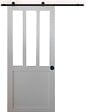 GD MENUISERIES - Porte Coulissante Atelier blanc H204 x L83 cm, Rail Roulettes, Coquilles Noir - vignette
