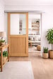 GD MENUISERIES - Porte Coulissante Atelier placage chene Vitrée H204 x L83 cm, Rail Alu - vignette
