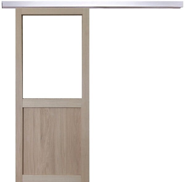 GD MENUISERIES - Porte Coulissante Atelier placage chene Vitrée H204 x L83 cm, Rail Alu - large