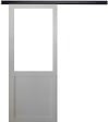GD MENUISERIES - Porte Coulissante Atelier blanc H204 x L73 cm sans meneau, Rail Alu bandeau noir - vignette