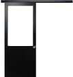 GD MENUISERIES - Porte Coulissante Atelier Noir H204 x L93 cm sans meneau, Rail alu Bandeau Noir, Coquilles - vignette