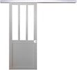 GD MENUISERIES - Porte Coulissante Atelier Blanc H204 x L83 cm, Rail Alu, Coquilles blanc - vignette