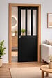 GD MENUISERIES - Porte Coulissante Atelier Noir H204 x L93 cm, Galandage, kit finition (coquille et tire doigt) - vignette