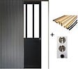 GD MENUISERIES - Porte Coulissante Atelier Noir H204 x L93 cm, Galandage, kit finition (coquille et tire doigt) - vignette