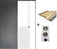 GD MENUISERIES - Porte Coulissante Atelier Blanc H204 x L73 cm sans meneau, Galandage, kit finition (coquille et tire doigt) - vignette
