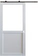 GD MENUISERIES - Porte Coulissante Atelier blanc H204 x L83 cm sans meneau+ Railroulettes, Coquilles blanc - vignette