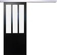 GD MENUISERIES - Porte Coulissante Atelier Noir vitre depoli H204 x L93 cm, Rail Alu - vignette