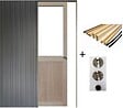 GD MENUISERIES - Porte Coulissante Atelier placage chene Vitrée H204 x L73 cm, Galandage, kit finition (coquille et tire doigt) - vignette