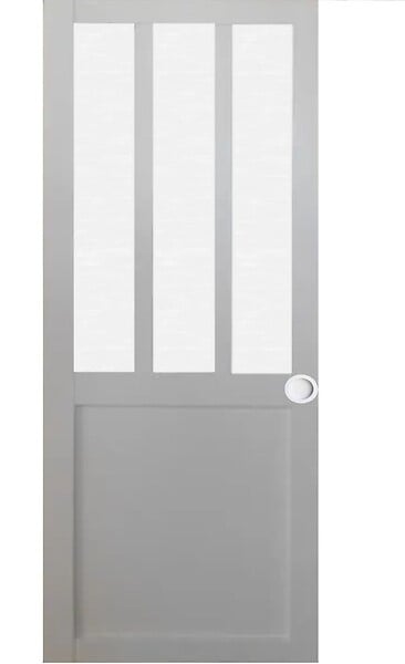 GD MENUISERIES - Porte Coulissante Atelier Blanc vitre depoli H204 x L83 cm, Coquilles blanc - large