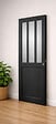 GD MENUISERIES - Porte Coulissante Atelier Noir vitre depoli H204 x L73 cm, coquilles, tire doigt - vignette