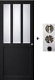 GD MENUISERIES - Porte Coulissante Atelier Noir vitre depoli H204 x L73 cm, coquilles, tire doigt - vignette