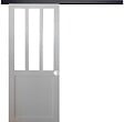 GD MENUISERIES - Porte Coulissante Atelier blanc H204 x L83 cm, Rail Alu bandeau noir, Coquilles blanc - vignette