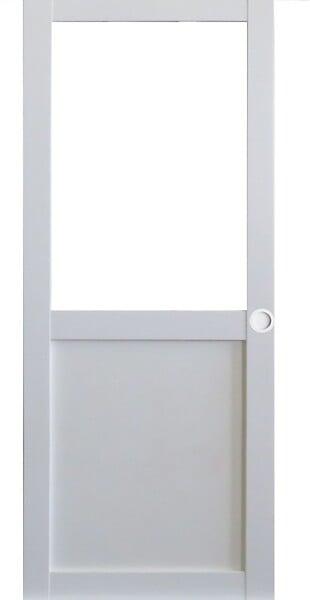 GD MENUISERIES - Porte Coulissante Atelier Blanc H204 x L73 cm sans meneau, Coquilles blanc - large