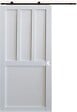 GD MENUISERIES - Porte Coulissante Atelier 2 Panneaux Blanc H204 X L83 cm, Rail Roulettes, Coquilles Blanc - vignette