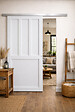 GD MENUISERIES - Porte Coulissante Atelier 2 panneaux blanc H204 x L73 cm, Rail Alu, Coquilles blanc - vignette