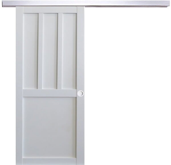 GD MENUISERIES - Porte Coulissante Atelier 2 panneaux blanc H204 x L73 cm, Rail Alu, Coquilles blanc - large